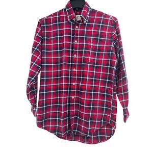 Brooks Brothers 346 red plaid long sleeve flannel button down shirt size S